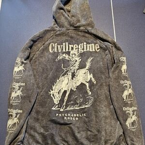 Men’s Civil Regime Psychedelic Rodeo Graphic Hoodie - Washed Black